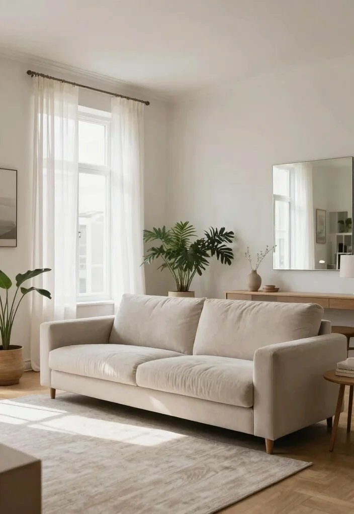 15 Mink Sofa Living Room Ideas: Soft Neutral Elegance - 9. Emphasizing Natural Light 1