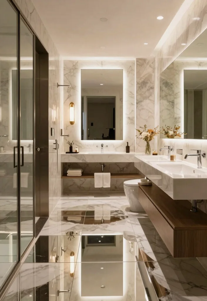 15 Mirror Tile Bathroom Ideas For Extra Light And Glam - 10. Mirrored Flooring 1