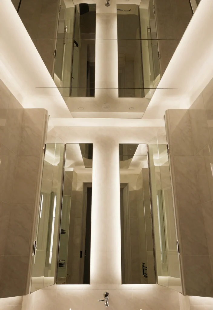 15 Mirror Tile Bathroom Ideas For Extra Light And Glam - 13. Ceiling-Mounted Mirror Tiles 1