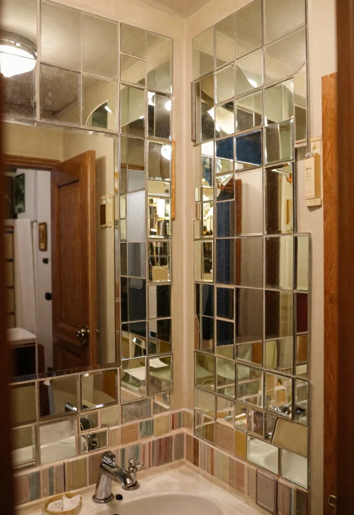 15 Mirror Tile Bathroom Ideas For Extra Light And Glam - 15. Unique Shapes and Designs 1