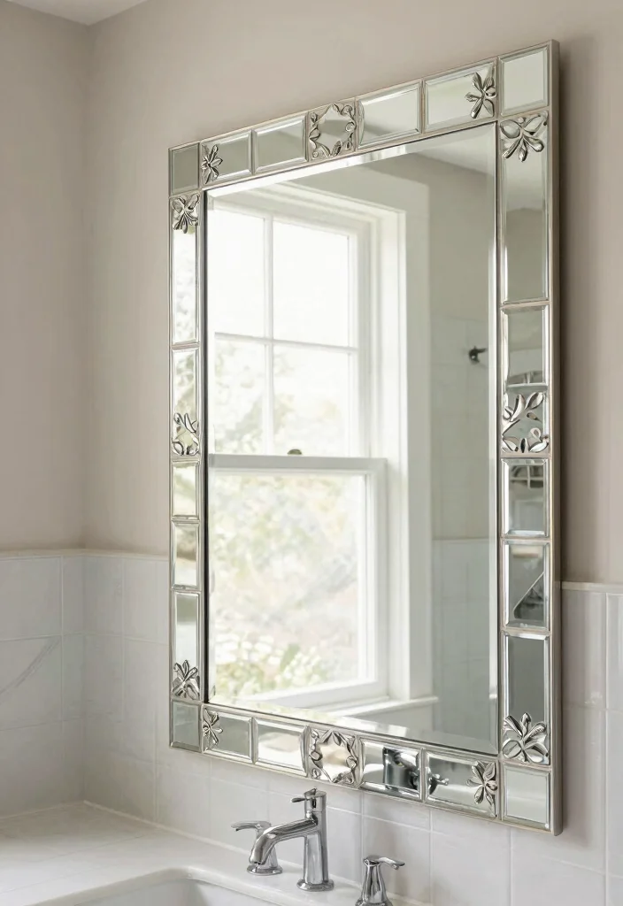 15 Mirror Tile Bathroom Ideas For Extra Light And Glam - 4. Decorative Mirror Tile Accents 1