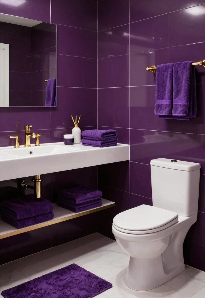 15 Purple Bathroom Ideas With Creative Flair - 1. Bold Plum Accents 1