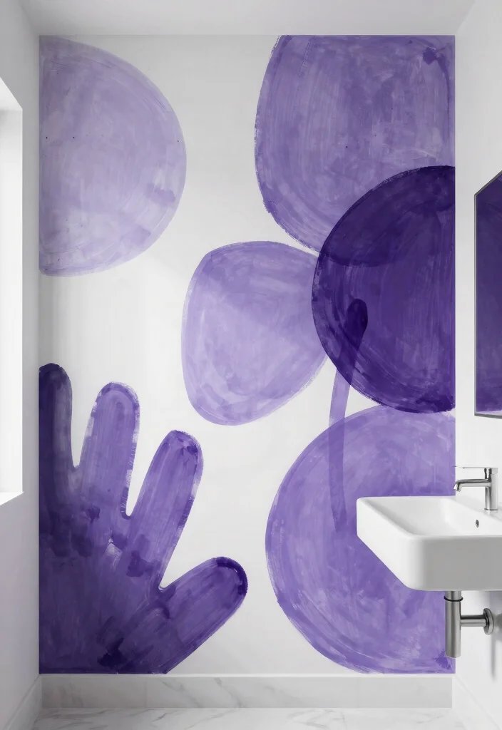 15 Purple Bathroom Ideas With Creative Flair - 10. Artistic Purple Murals 1