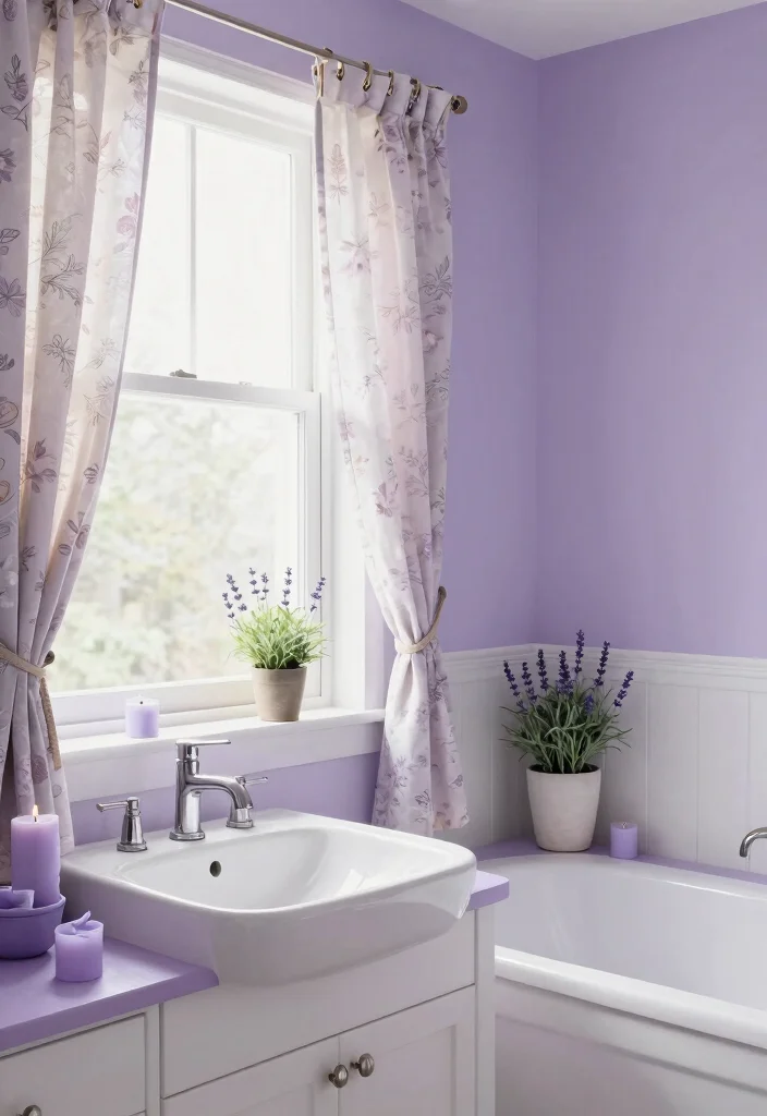 15 Purple Bathroom Ideas With Creative Flair - 2. Soft Lavender Serenity 1