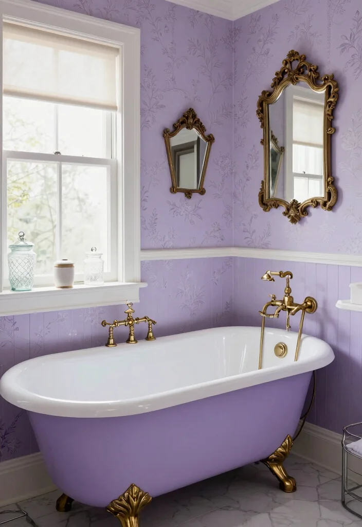 15 Purple Bathroom Ideas With Creative Flair - 4. Vintage Lavender Charm 1