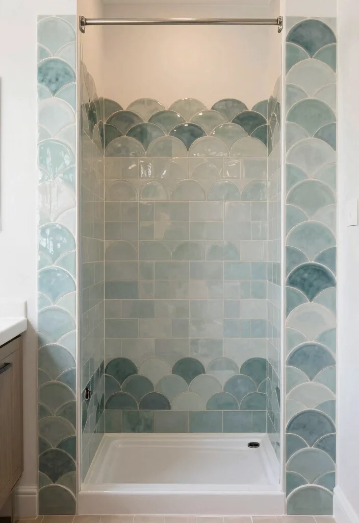 15 Scallop Tile Bathroom Ideas With Soft Curves - 15. Scallop Tile Borders for Defined Spaces 1