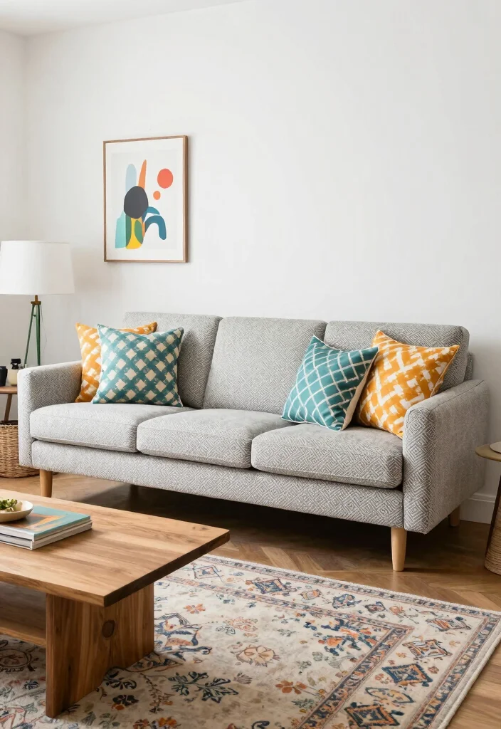 15 Scandinavian-Inspired 3+2 Sofa Living Room Ideas for Classic Balanced Seating - 4. Pattern Play 1