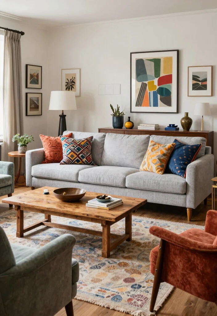 15 Scandinavian-Inspired 3+2 Sofa Living Room Ideas for Classic Balanced Seating - 9. Eclectic Mix 1
