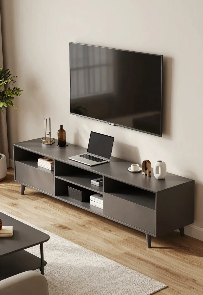 15 Study Table in Living Room Ideas: Smart Dual Purpose - 13. Integrated TV Stand Desk 1