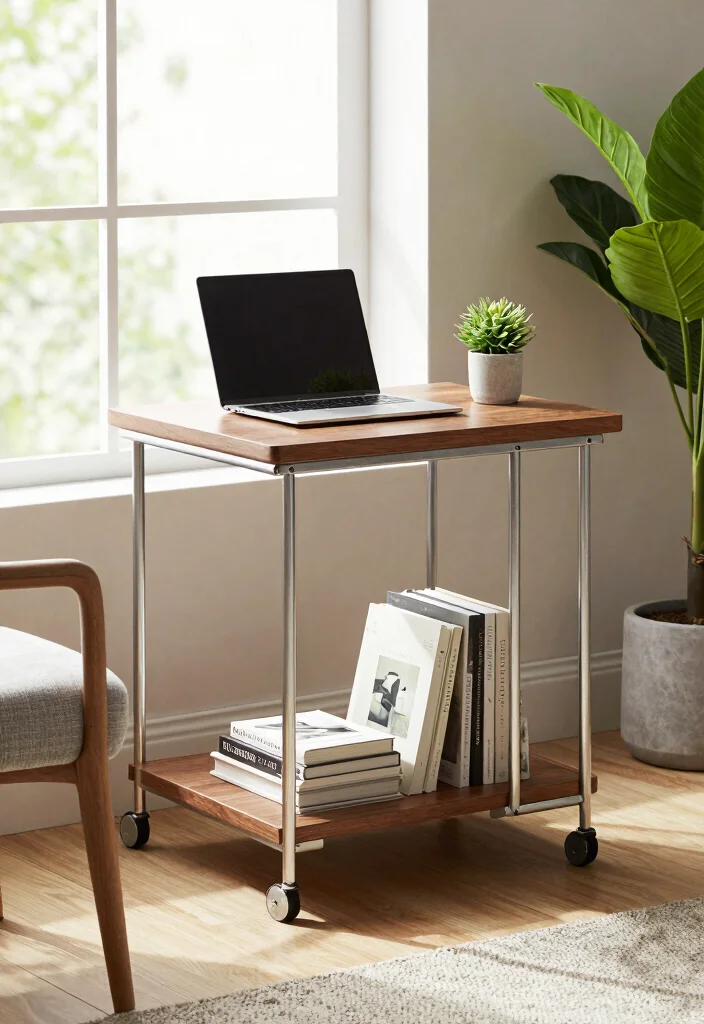 15 Study Table in Living Room Ideas: Smart Dual Purpose - 5. Stylish Cart Desk 1