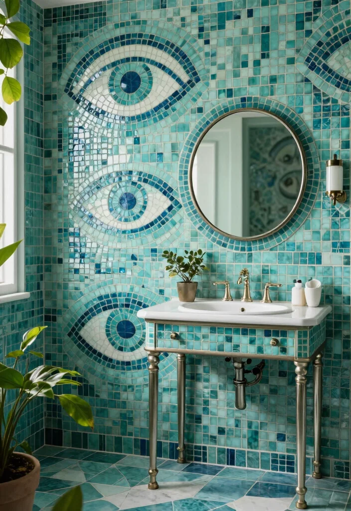 15 Teal Bathroom Tile Ideas With Rich Colour - 3. Teal Mosaic Tiles 1