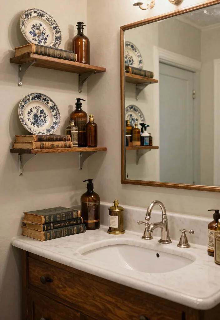 15 Vintage Half Bathroom Ideas With Old World Charm - 15. Bringing it All Together with Vintage Decor 1