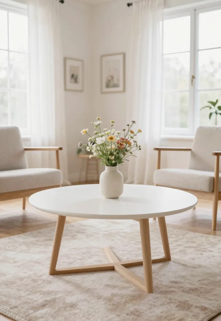 15 White Coffee Table Living Room Ideas for a Clean Modern Look - 1. Scandinavian Minimalism 1