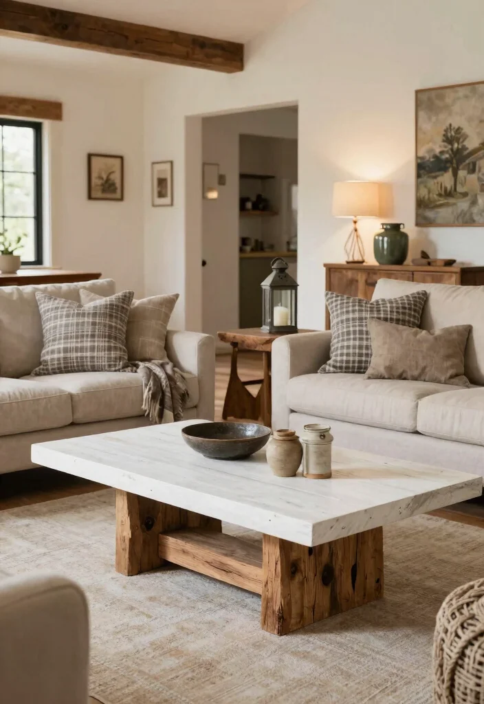 15 White Coffee Table Living Room Ideas for a Clean Modern Look - 10. Modern Farmhouse 1
