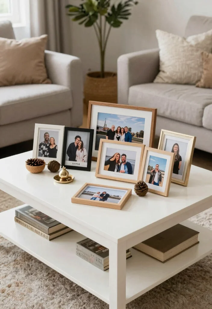 15 White Coffee Table Living Room Ideas for a Clean Modern Look - 15. Personalized Space 1