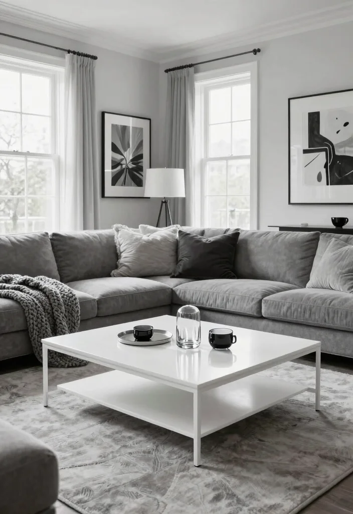 15 White Coffee Table Living Room Ideas for a Clean Modern Look - 2. Monochromatic Chic 1