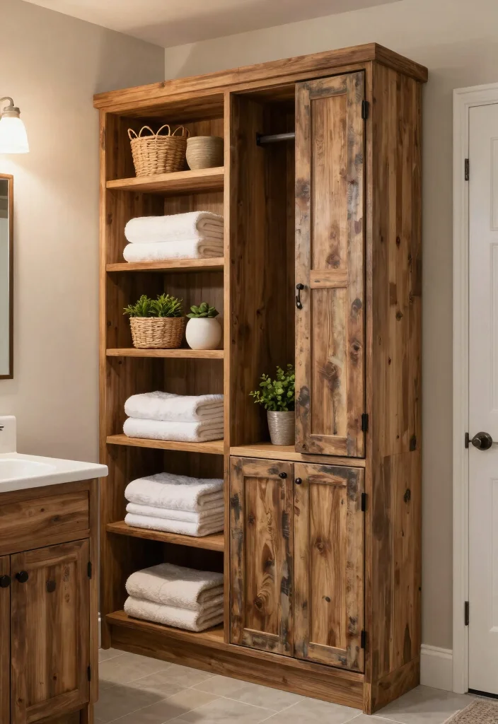16 Barndominium Bathroom Ideas With Rustic Modern Style - 6. Storage Solutions with Style 1