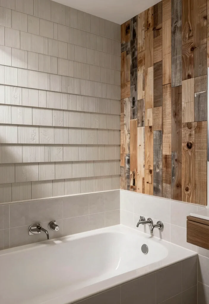 16 Barndominium Bathroom Ideas With Rustic Modern Style - 9. Textured Wall Treatments 1