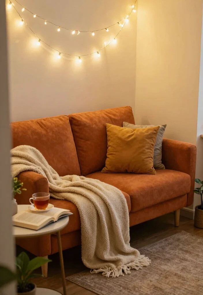 16 Burnt Orange Sofa Living Room Ideas for a Warm Trendy Vibe - 11. Cozy Nooks for Relaxation 1