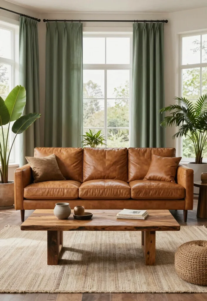 16 Camel Leather Couch Living Room Ideas for Warm Luxe Style - 1. Embrace Earthy Tones 1