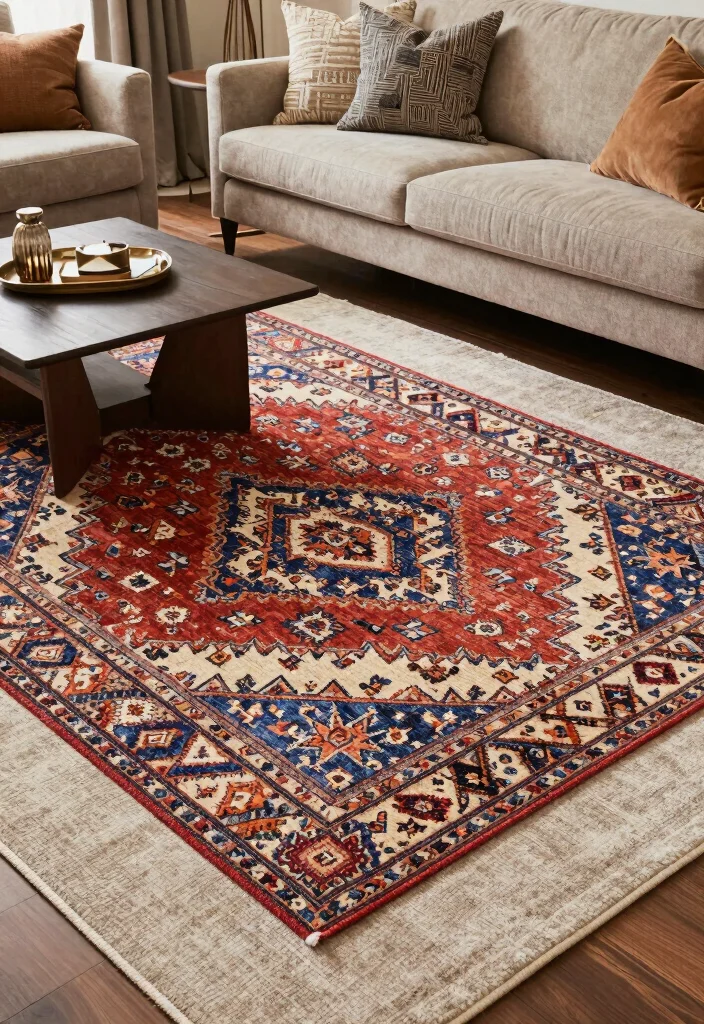 16 Cool Rugs Living Room Ideas: Unique Standout Styles - 5. Textural Layering 1
