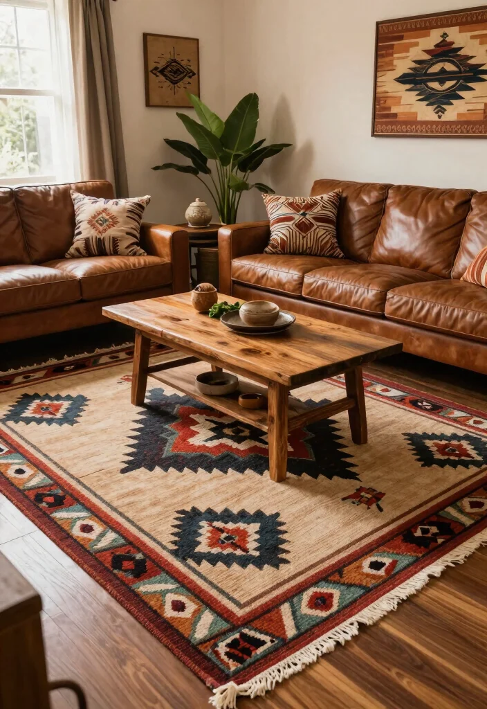 16 Cool Rugs Living Room Ideas: Unique Standout Styles - 6. Southwestern Style Rugs 1