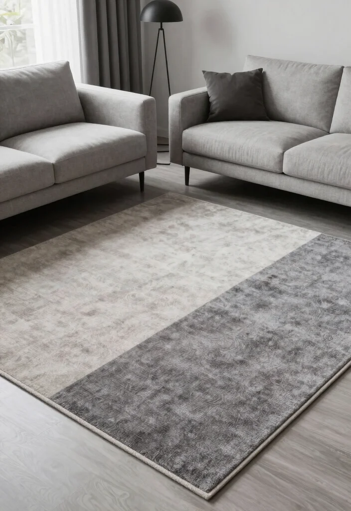 16 Cool Rugs Living Room Ideas: Unique Standout Styles - 9. Two-Toned Rugs 1