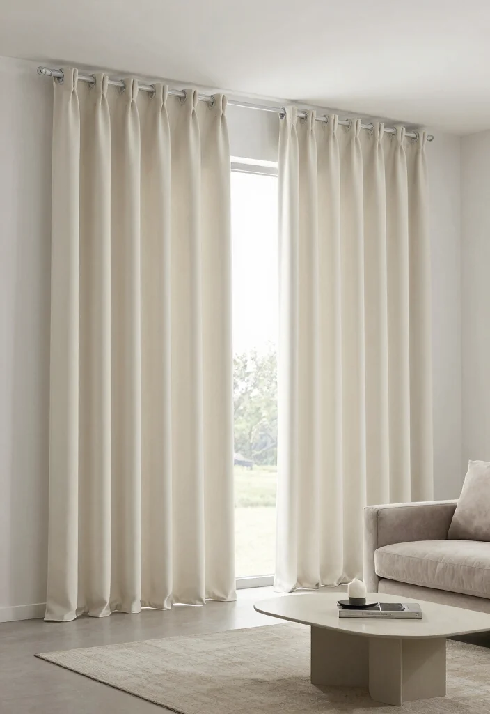 16 Cotton Curtains Living Room Ideas: Soft Natural Texture - 16. Minimalist Cotton Curtains 1