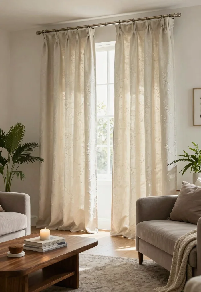 16 Cotton Curtains Living Room Ideas: Soft Natural Texture - 2. Textured Cotton for Depth 1