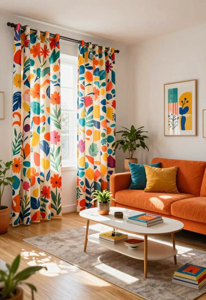 16 Cotton Curtains Living Room Ideas: Soft Natural Texture - 3. Bold Patterns for a Statement 1