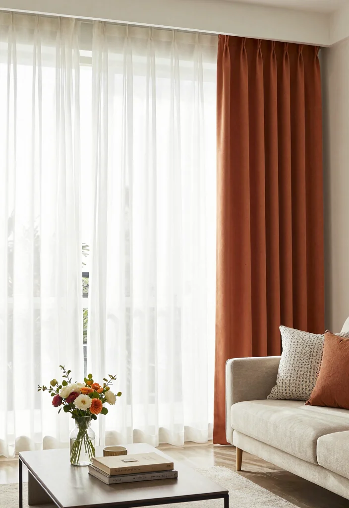 16 Cotton Curtains Living Room Ideas: Soft Natural Texture - 5. Layered Curtain Styles 1