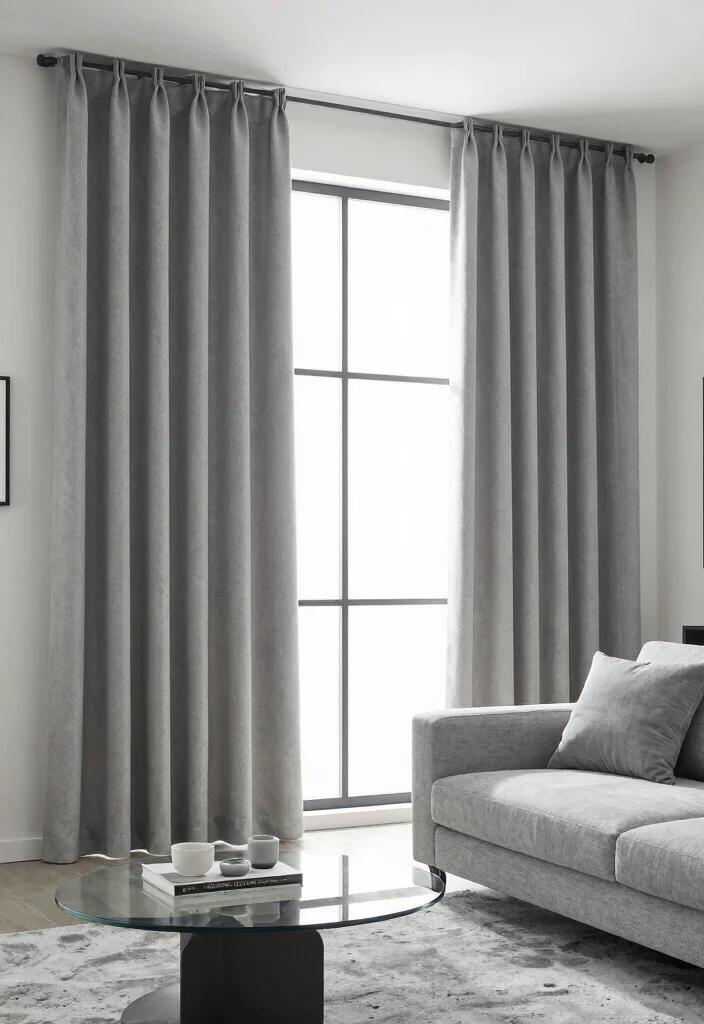 16 Cotton Curtains Living Room Ideas: Soft Natural Texture - 7. Monochromatic Elegance 1