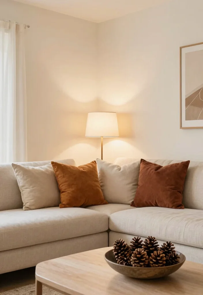 16 Cream Living Room Walls Ideas: Soft Warm Backdrop - 15. Seasonal Decor 1