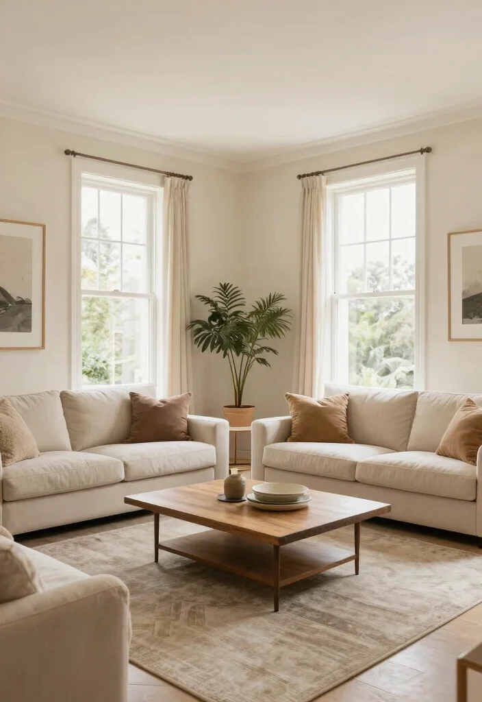 16 Cream Living Room Walls Ideas: Soft Warm Backdrop - 16. Create an Open Layout 1