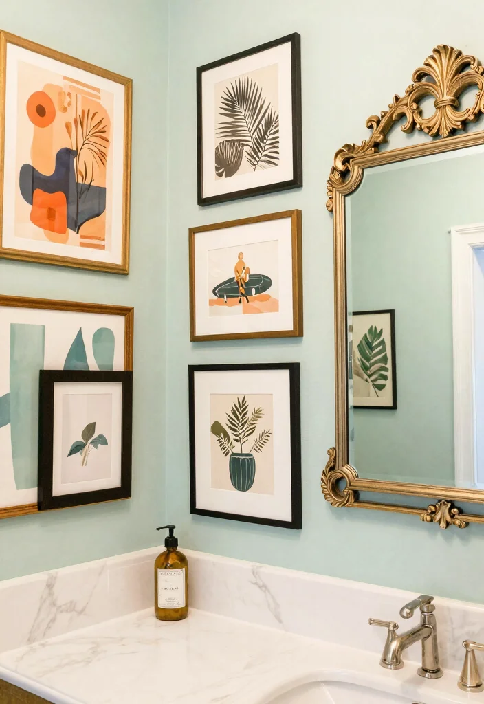 16 Downstairs Bathroom Ideas That Feel Welcoming - 16. Get Creative with Wall Decor 1