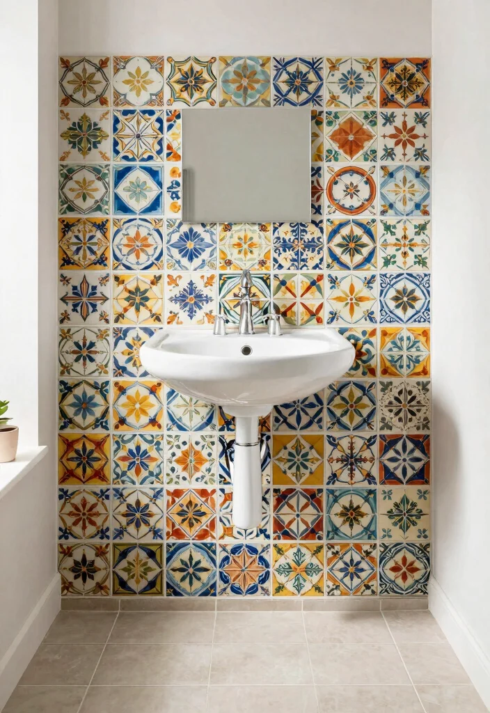 16 Downstairs Bathroom Ideas That Feel Welcoming - 5. Play with Decorative Tiles 1