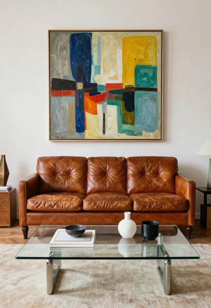 16 Leather Couches Living Room Ideas for Classic Versatile Looks - 10. Vintage Meets Modern with Leather Accents 1