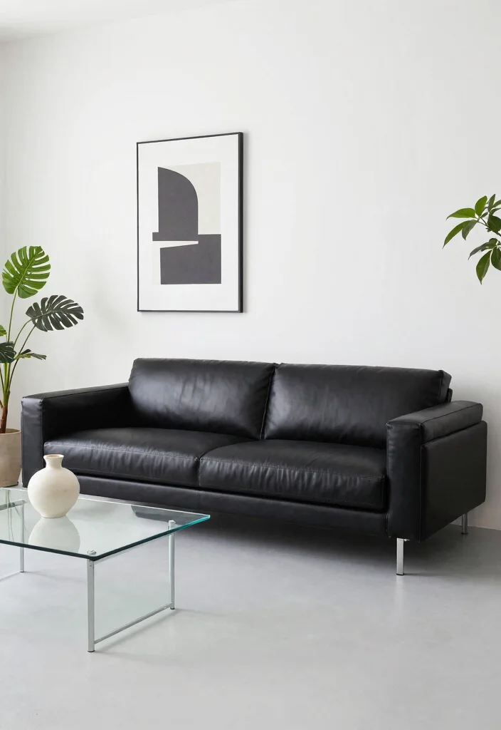 16 Leather Couches Living Room Ideas for Classic Versatile Looks - 2. Modern Minimalism with Sleek Lines 1