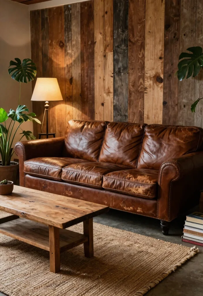 16 Leather Couches Living Room Ideas for Classic Versatile Looks - 3. Rustic Charm with Vintage Leather 1