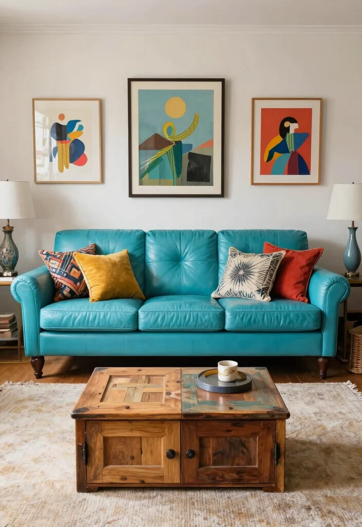 16 Leather Couches Living Room Ideas for Classic Versatile Looks - 4. Bold Colors for a Statement Piece 1