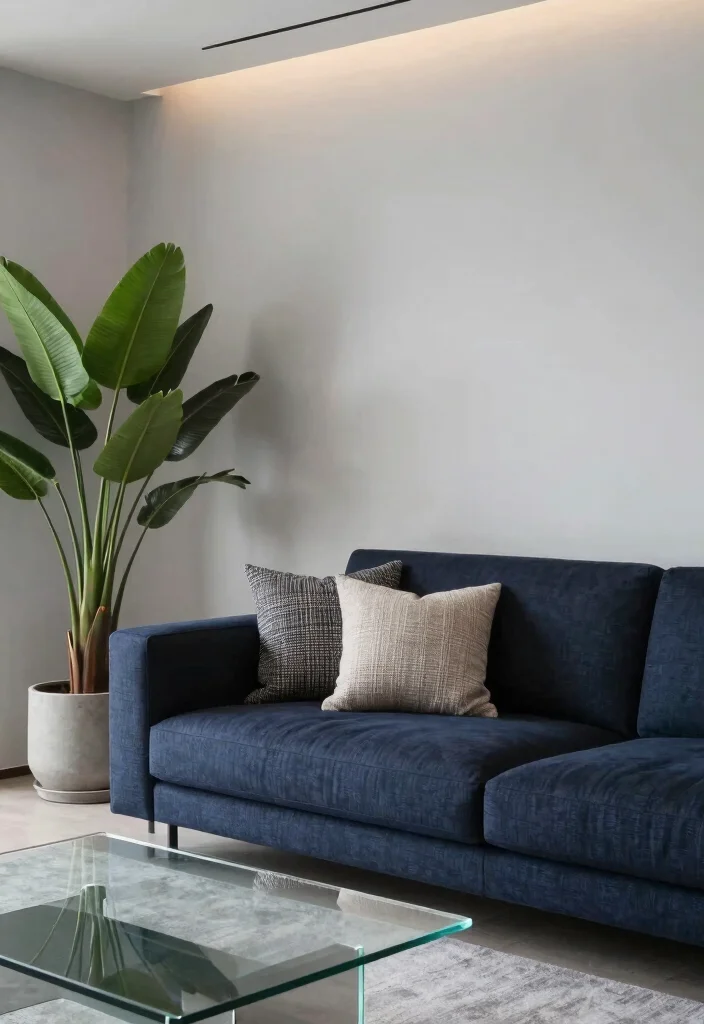 16 Living Room Dark Sofa Ideas for a Moody Sophisticated Style - 12. Nature-Inspired Decor 1