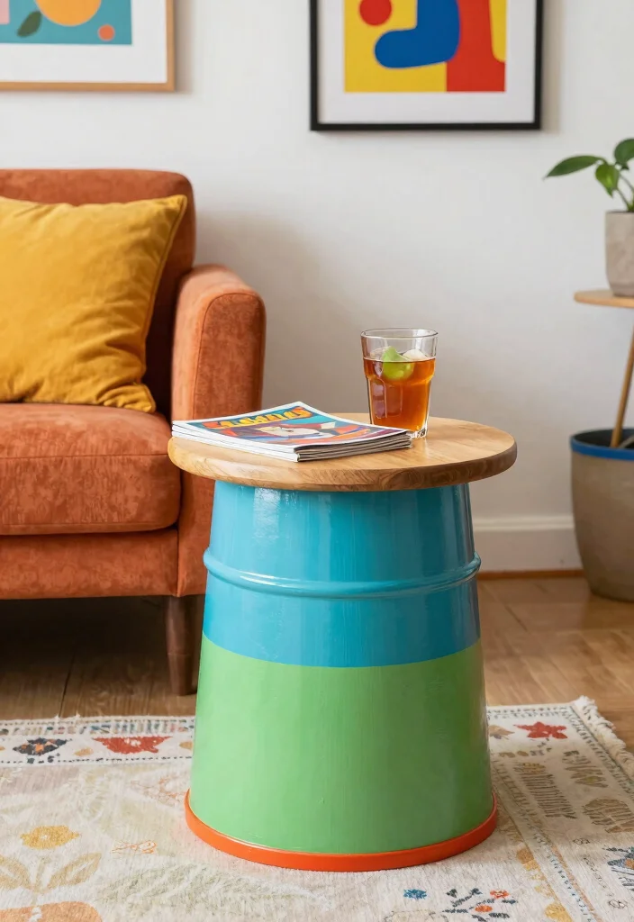 16 Living Room Table DIY Ideas: Budget-Friendly Projects - 10. Bucket Side Table 1