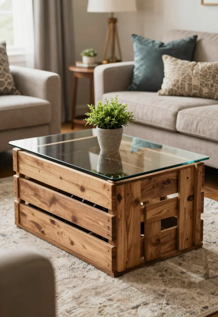 16 Living Room Table DIY Ideas: Budget-Friendly Projects - 11. Wine Crate Coffee Table 1