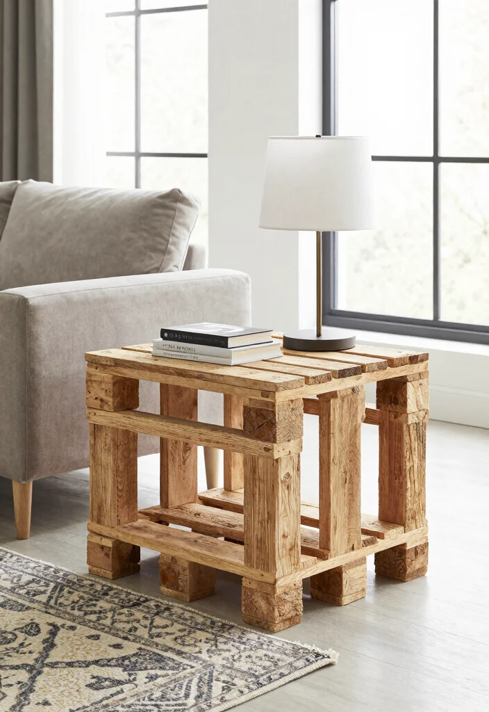 16 Living Room Table DIY Ideas: Budget-Friendly Projects - 3. Pallet Wood End Table 1