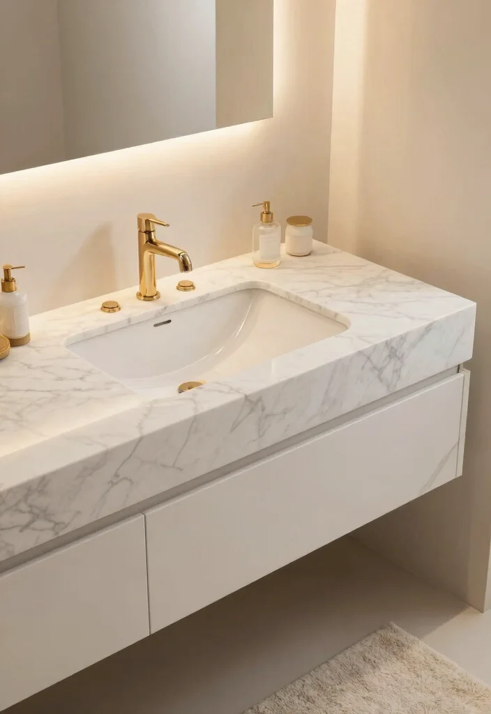 16 Offset Sink Bathroom Vanity Ideas For Creative Layouts - 5. Elegant Marble Touches 1
