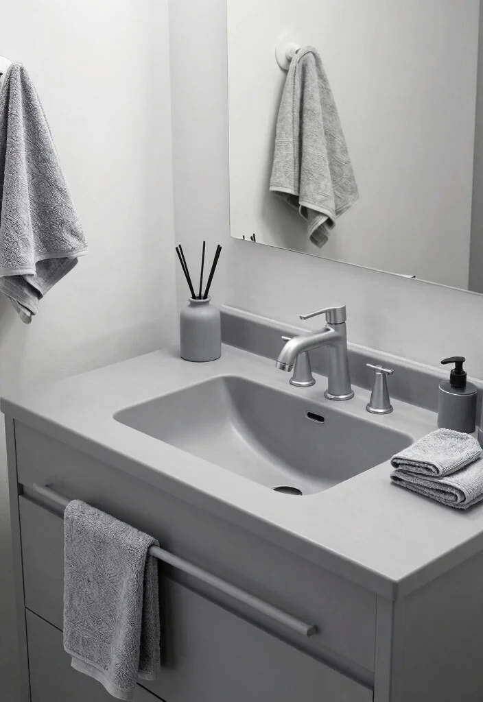 16 Offset Sink Bathroom Vanity Ideas For Creative Layouts - 8. Monochromatic Magic 1