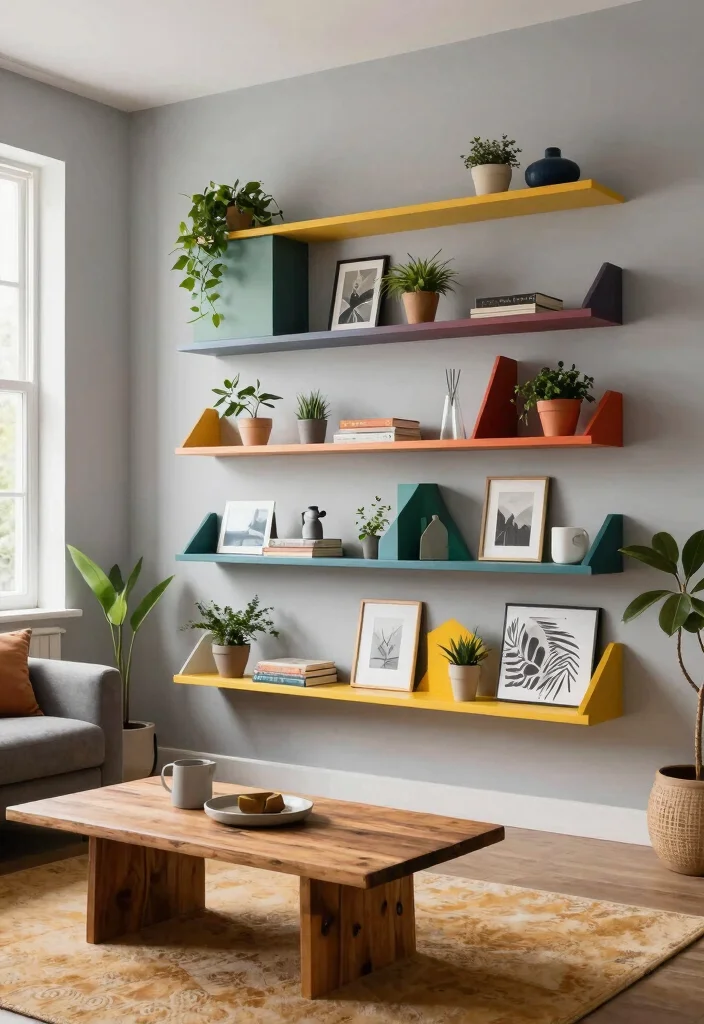 16 Wall Bookshelf Ideas for Stylish Living Room Storage - 1. Floating Shelves with a Twist 1