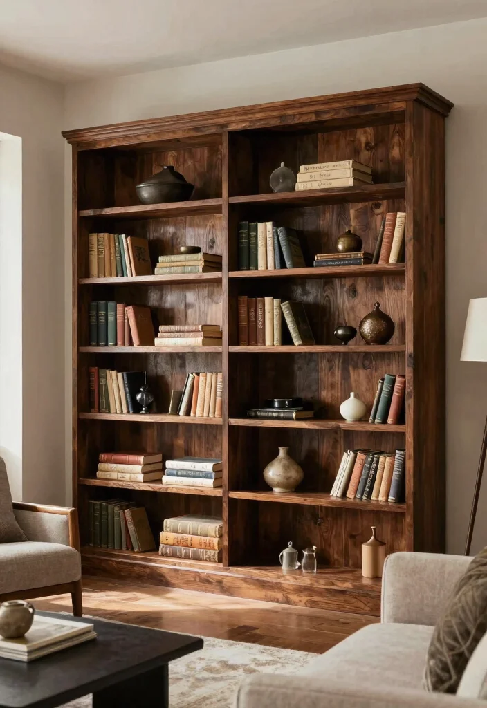 16 Wall Bookshelf Ideas for Stylish Living Room Storage - 15. Antique-Style Shelving 1