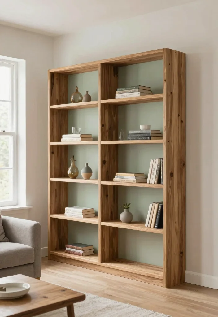 16 Wall Bookshelf Ideas for Stylish Living Room Storage - 16. Eco-Friendly Paint Finishes 1