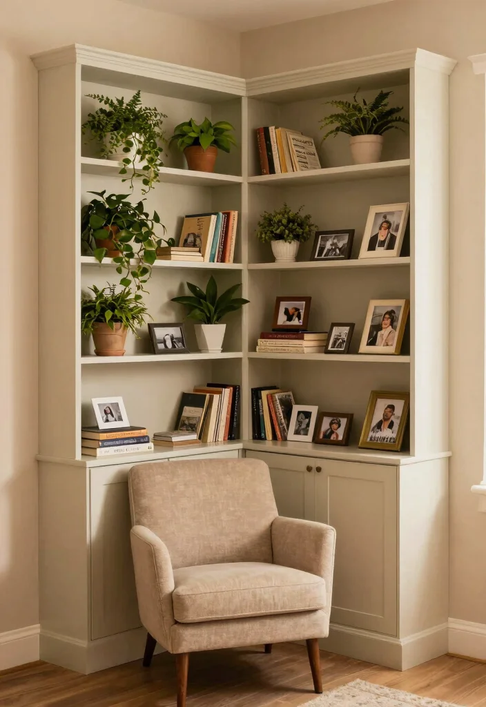 16 Wall Bookshelf Ideas for Stylish Living Room Storage - 4. Corner Shelf Solutions 1